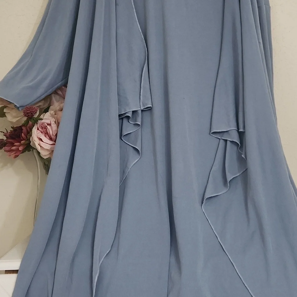 Waterfall Long line Cardigan Duster Blue Women's Cover Up Career Casual Modest - Picture 4 of 6